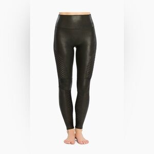 SPANX Shiny Black Moto Leggings